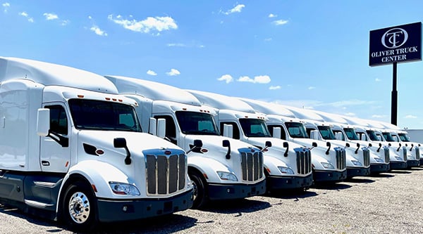 Row of trucks on lot
